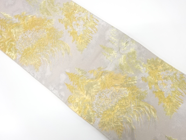 JAPANESE KIMONO / ANTIQUE FUKURO OBI / WOVEN SCENERY OF COUNTRYSIDE